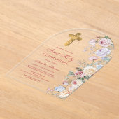 バラアーチファースト聖餐式 アクリル招待状 (レイダウン)