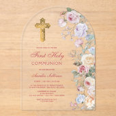 バラアーチファースト聖餐式 アクリル招待状 (正面)