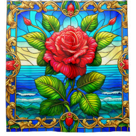 バラアートワーク シャワーカーテン