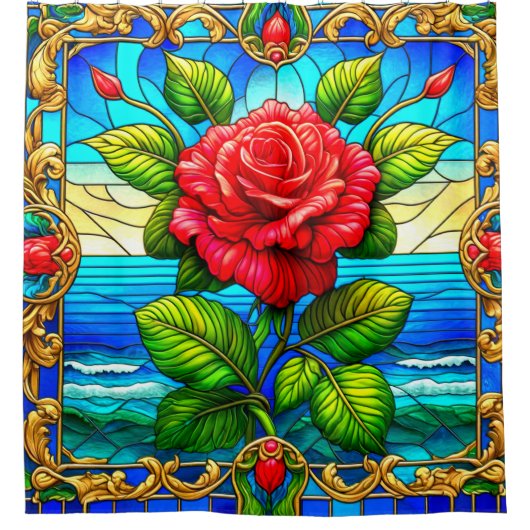 バラアートワーク シャワーカーテン (正面)