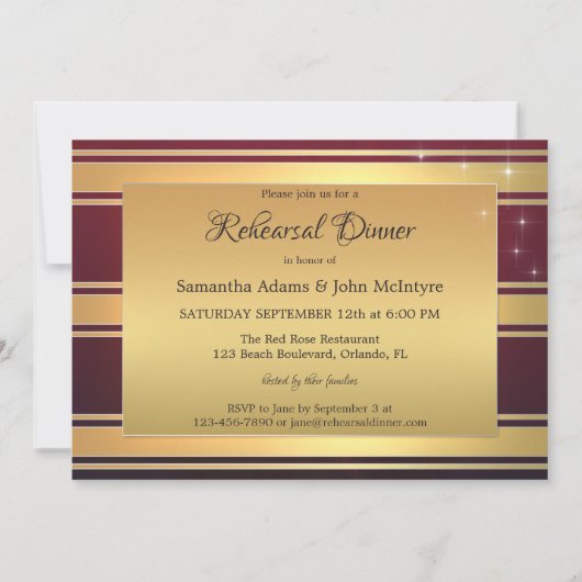 バラアーバービーチ結婚式リハーサルディナー 招待状 (裏面)