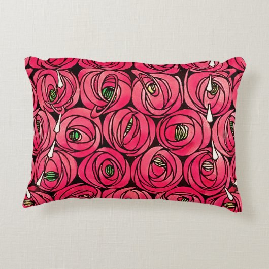 バラアールヌーボーレニーMacintoshグラフィック アクセントクッション (裏面)