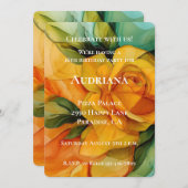 バライエローグリーンフローラ誕生日 招待状 (正面/裏面)