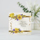 バライエロー金ゴールドパープルクリームバースデーパーティー 招待状 (スタンド正面)