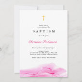バラインエレガントク金ゴールドクロスバプテスマ&《キリスト教》洗礼式や命名式 招待状 (正面)