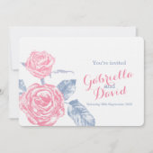 バラインクスケッチブルーピンクの結婚式の招待 招待状 (正面)