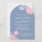 バラインクスケッチ青いピンク結婚ズ 招待状 (正面)