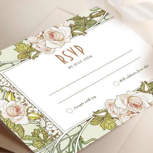 バラウェディングRSVP挿入ヴィンテージアールヌーボーミュシャ 招待状