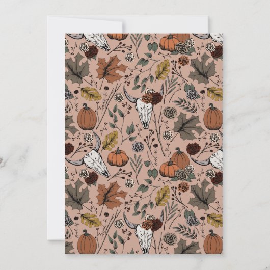 バラウエスタンサンクスギビングカウズスカル秋ハーベスト 招待状 (裏面)