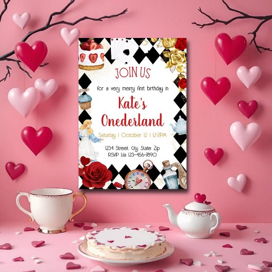 バラウォーターカラーアリスinオネダーランド誕生日 招待状