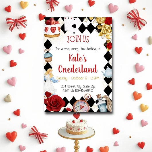 バラウォーターカラーアリスinオネダーランド誕生日 招待状