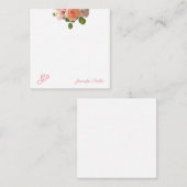 バラウォーターカラーアートモエレガントノグラムテンプレート ノートカード (正面/裏面)