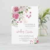 バラウォーターカラーピーニーエレガンス結婚式招待状 招待状 (スタンド正面)