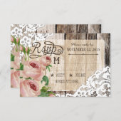 バラウッドアンドレースRSVP素朴カード 出欠カード (正面/裏面)