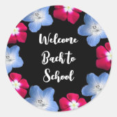 バラエティに富んだ黒い色と花 ラウンドシール (正面)