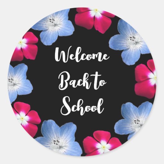 バラエティに富んだ黒い色と花 ラウンドシール (正面)