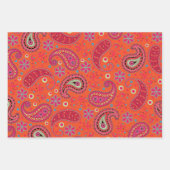 バラエティカラフルオブボホペイズリーヴィンテージレトロ ラッピングペーパーシート (正面2)