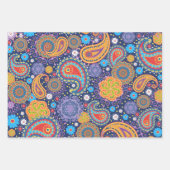 バラエティカラフルオブボホペイズリーヴィンテージレトロ ラッピングペーパーシート (正面)