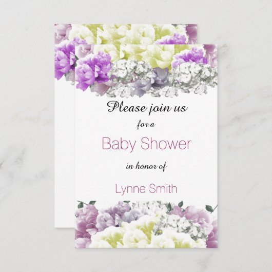 バラエティフローラブーケベビーシャワー招待状 招待状 (正面/裏面)