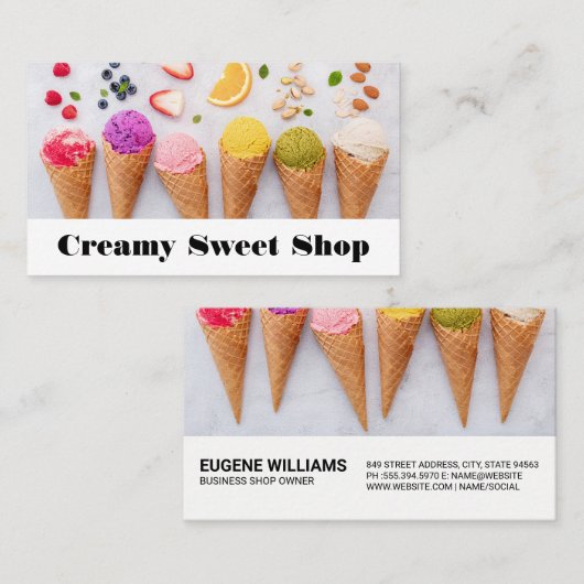 バラエティーアイスクリームコーン味 |果実の実 名刺 (正面/裏面)