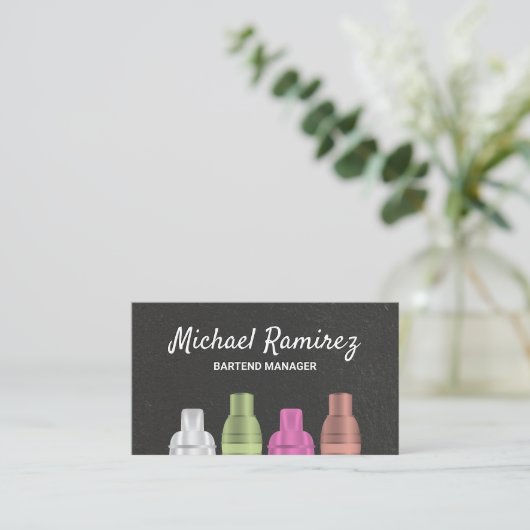 バラエティーカクテルシェーカーズビジネスカード 名刺 (スタンド正面)