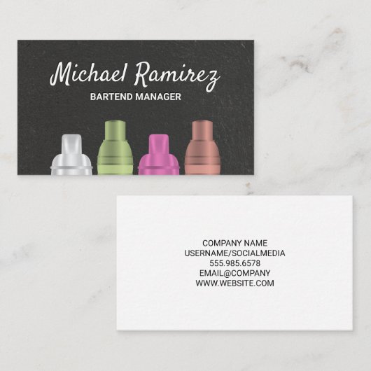 バラエティーカクテルシェーカーズビジネスカード 名刺 (正面/裏面)