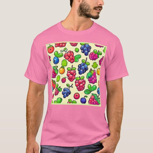 バラエティ豊かなフルーツパターン Tシャツ (正面)
