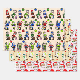 バラエティ3シートクリスマスラッピング紙 ラッピングペーパーシート