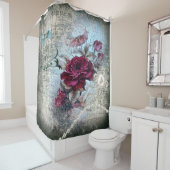 バラエフビクトリアンエメラ新聞紙プリント シャワーカーテン (インサイチュ)