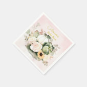 バラエレガントとヒマワールブーケ スタンダードカクテルナプキン (角)