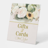 バラエレガントとヒマワールブーケ 台座サイン (正面)