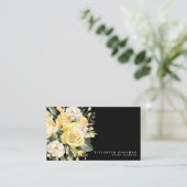 バラエレガントイエローブラックフラワーズビジネスカード 名刺 (スタンド正面)