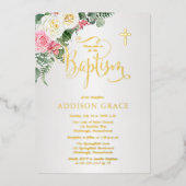 バラエレガントガーデン – ガールバプテスマ – 金ゴールド 箔招待状 (正面)