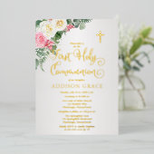 バラエレガントガーデン – ガールファースト聖餐式 箔招待状 (立ち正面)