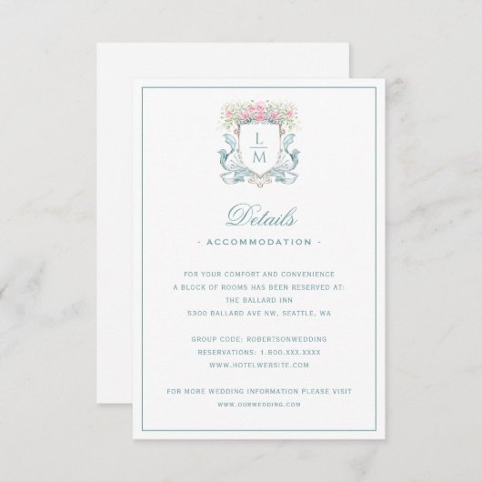 バラエレガントクレストと弓詳細エンクロージャカード サンキューカード (正面/裏面)