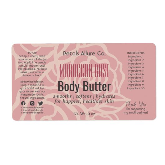 バラエレガントコーラルピンクフローラ瓶の製品ラベル ラベル (正面)