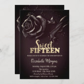 バラエレガントゴシックBurgundy 15誕生日 招待状 (正面/裏面)
