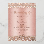 バラエレガントゴールドフォイルダマスウェディング 箔招待状 (正面)