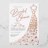 バラエレガントゴールドフォイルドレスモダンブライダルシャワー 箔招待状 (正面)