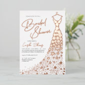 バラエレガントゴールドフォイルドレスモダンブライダルシャワー 箔招待状 (立ち正面)