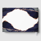 バラエレガントゴールドフォイルネイビーブルーアゲート結婚ズ ゲストブック (裏面)