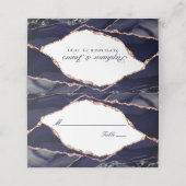 バラエレガントゴールドフォイルネイビーブルーアゲート結婚ズ プレイスカード (外部開封)