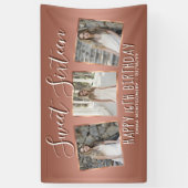 バラエレガントゴールドフォイルフォトコラージュ16誕生日 横断幕 (縦)