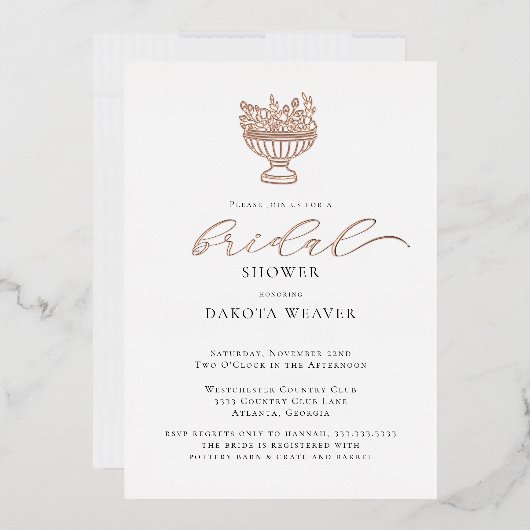 バラエレガントゴールドフォイルブライダルシャワー 箔招待状 (封筒)