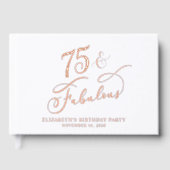 バラエレガントゴールドフォイルホワイト75th誕生日パーティー ゲストブック (正面)