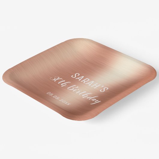 バラエレガントゴールドフォイル任意の年齢30歳の誕生日の名前 ペーパープレート (傾斜あり)