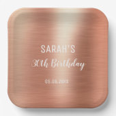 バラエレガントゴールドフォイル任意の年齢30歳の誕生日の名前 ペーパープレート (正面)