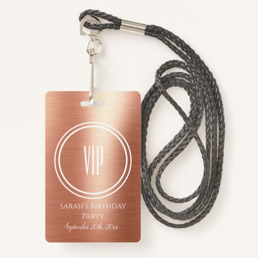 バラエレガントゴールドフォイル誕生日パーティーVIPアクセス バッジ (正面ランヤード)