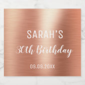 バラエレガントゴールドフォイル30歳の誕生日 スパークリングワインラベル (シングルラベル)