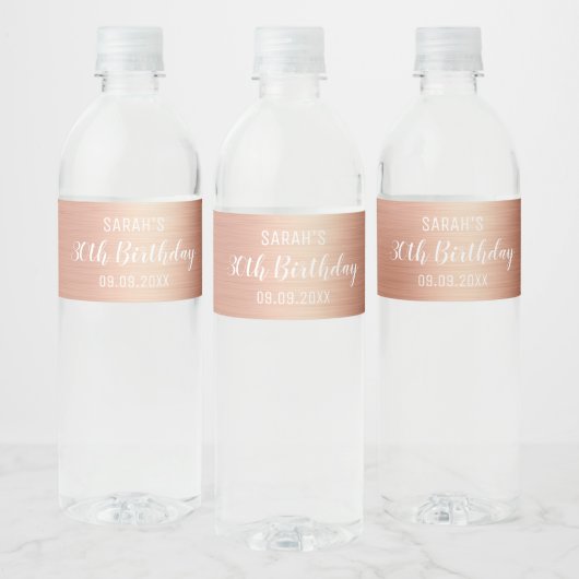 バラエレガントゴールドフォイル30歳の誕生日 ペットボトルラベル (ボトル)
